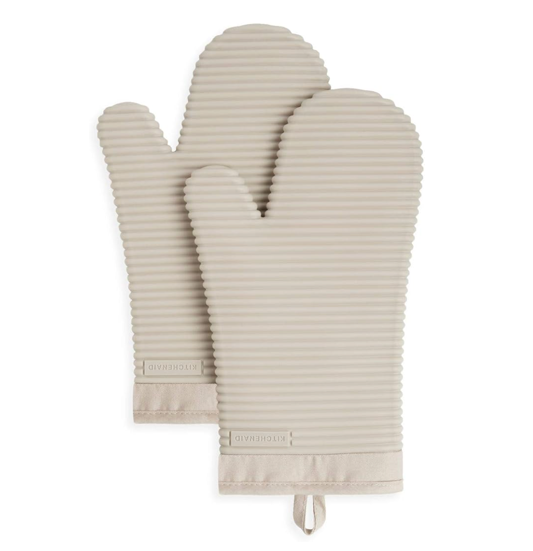 Ribbed Soft Silicone Oven Mitt 2-Pack Set, 7.5"x13"